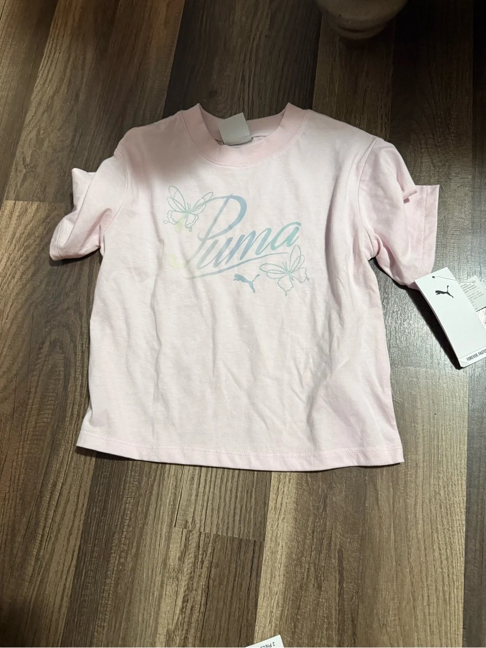 Puma Girls' Pink Logo Tee & Pastel Shorts Set